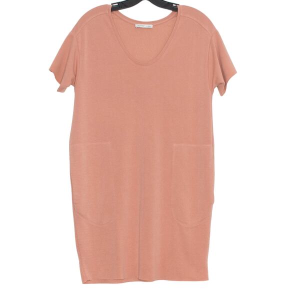 Zara Womens Dress Shift Pockets Raw Edges Coral Size Small LD - Picture 1 of 5